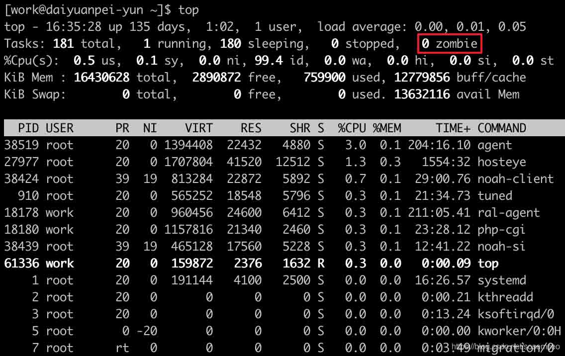 linux查看僵尸进程